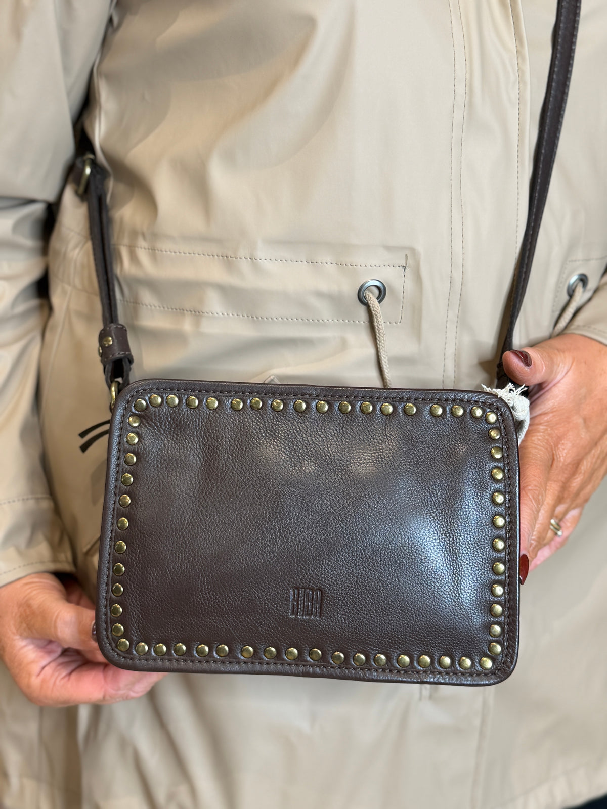 BIBA leather Rockwall Crossbody Bag In Dark Brown