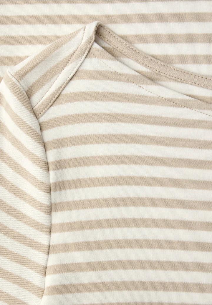 Street One Boat Neck Top In Cotton Beige