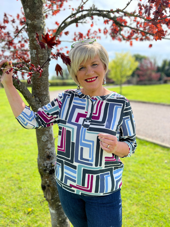 Cecil Geometric Blouse In Multi