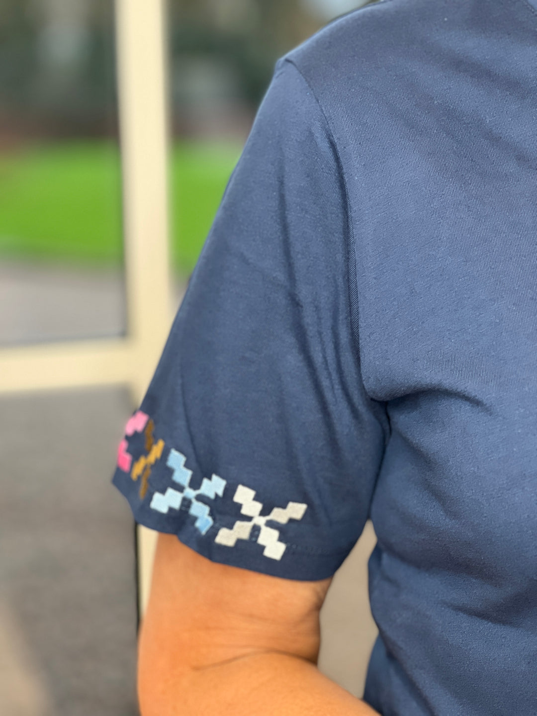 Culture Embroidery T-shirt In Dress Blue