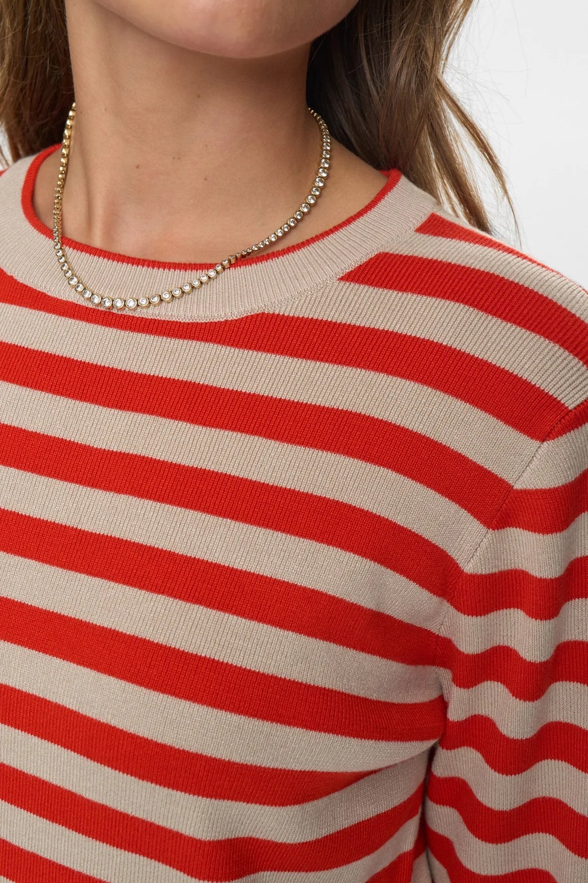 Nümph Nustripy Striped Pullover In Fiery Red