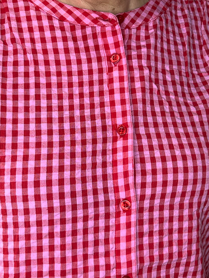 Street One Seersucker Gingham Blouse In Salsa Red
