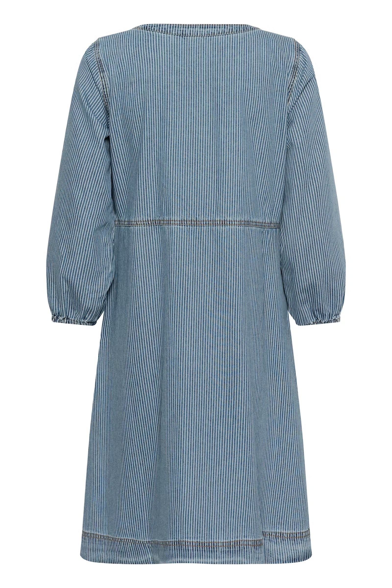 Culture Striped Denim Dress In Blue & White