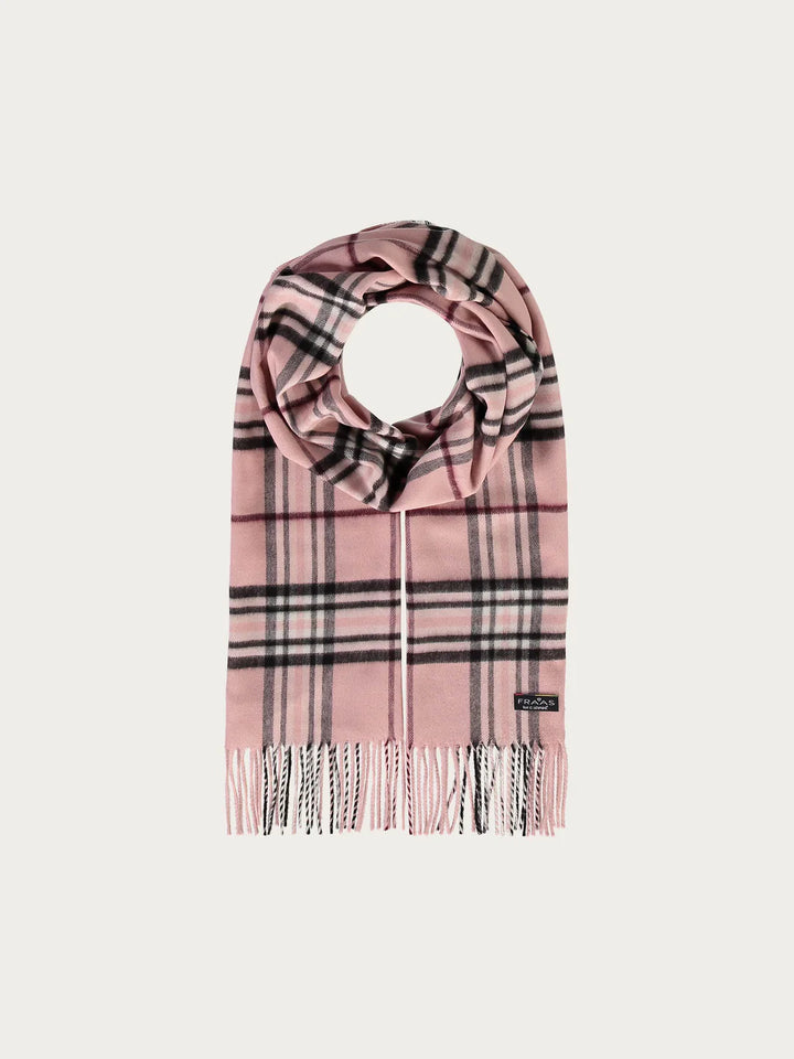 Cashmink Plaid Patterned Scarf In Rose