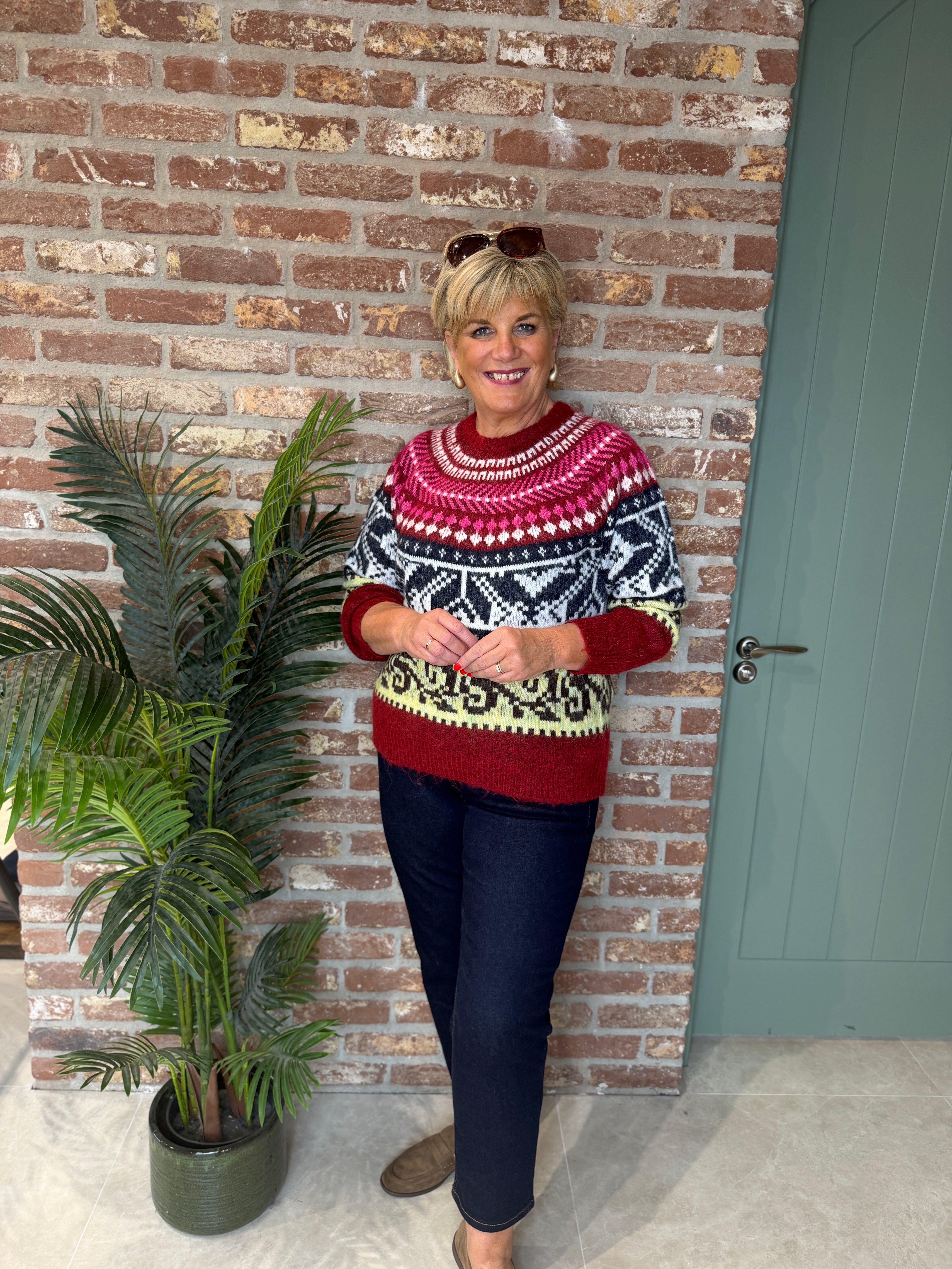 Patterned jumper In Red Multi