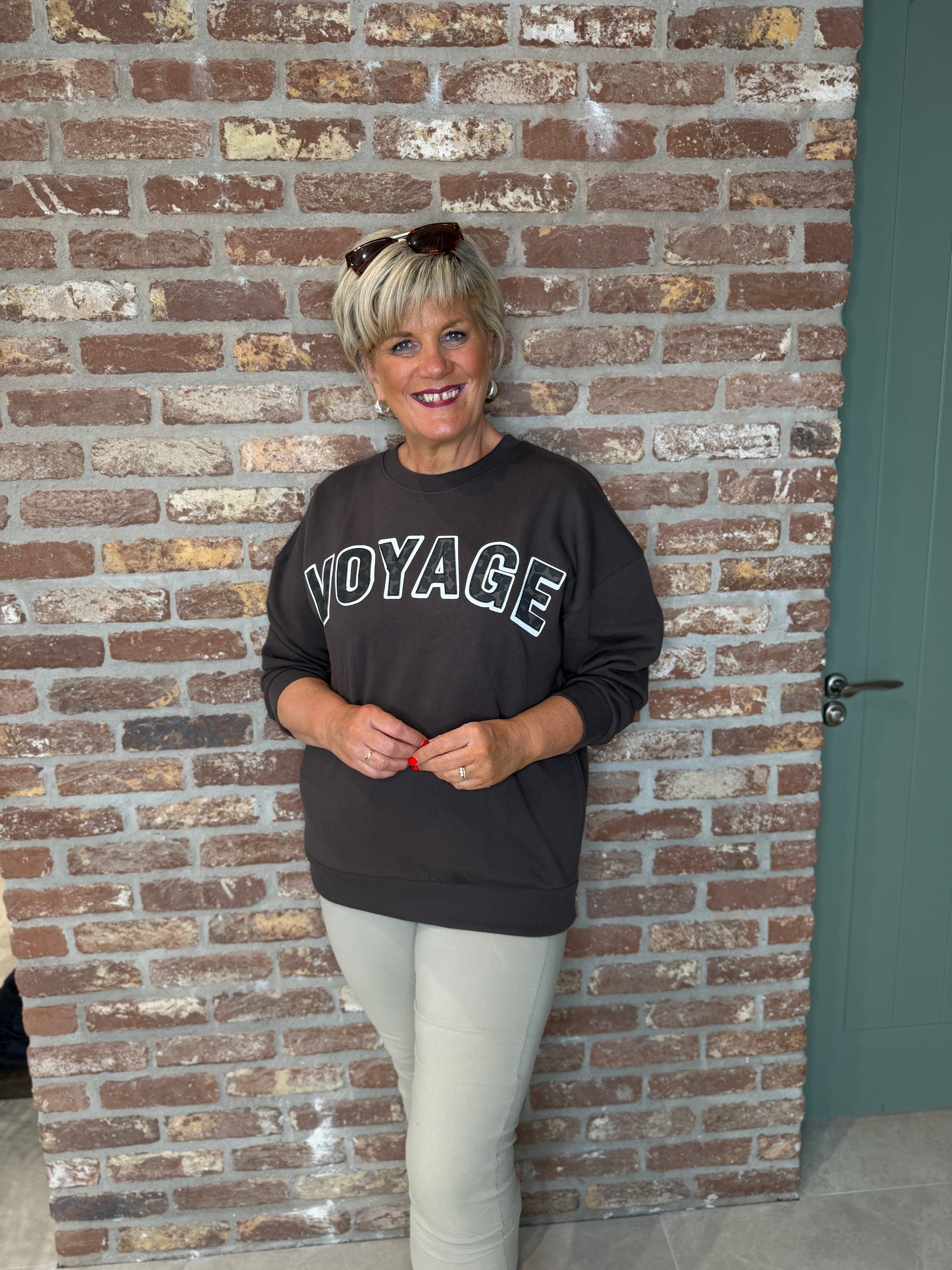 Oui Voyage Jumper With Leopard in brown