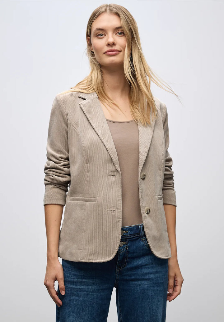 Street One Cord Blazer In Morning Beige