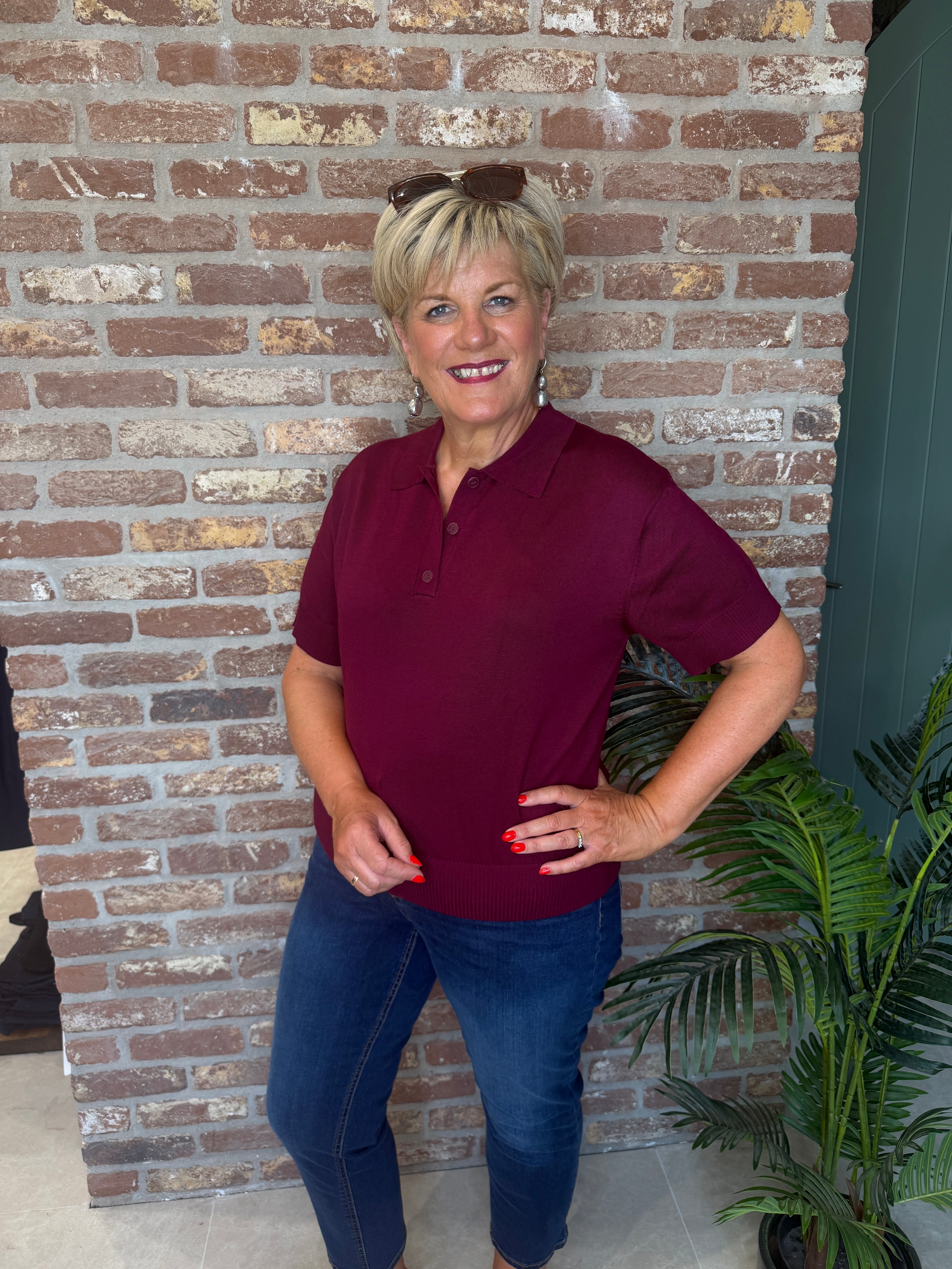 Ichi fine polo pullover In Rhodondendron