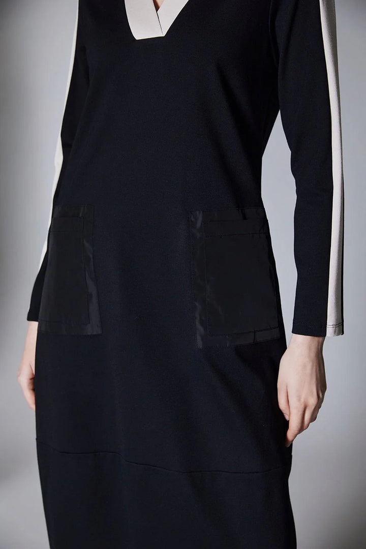 Peruzzi Side Striped Dress In Black