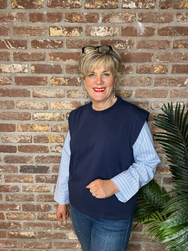 Nümph Nusinei Mix sweatshirt In Dark Sapphire