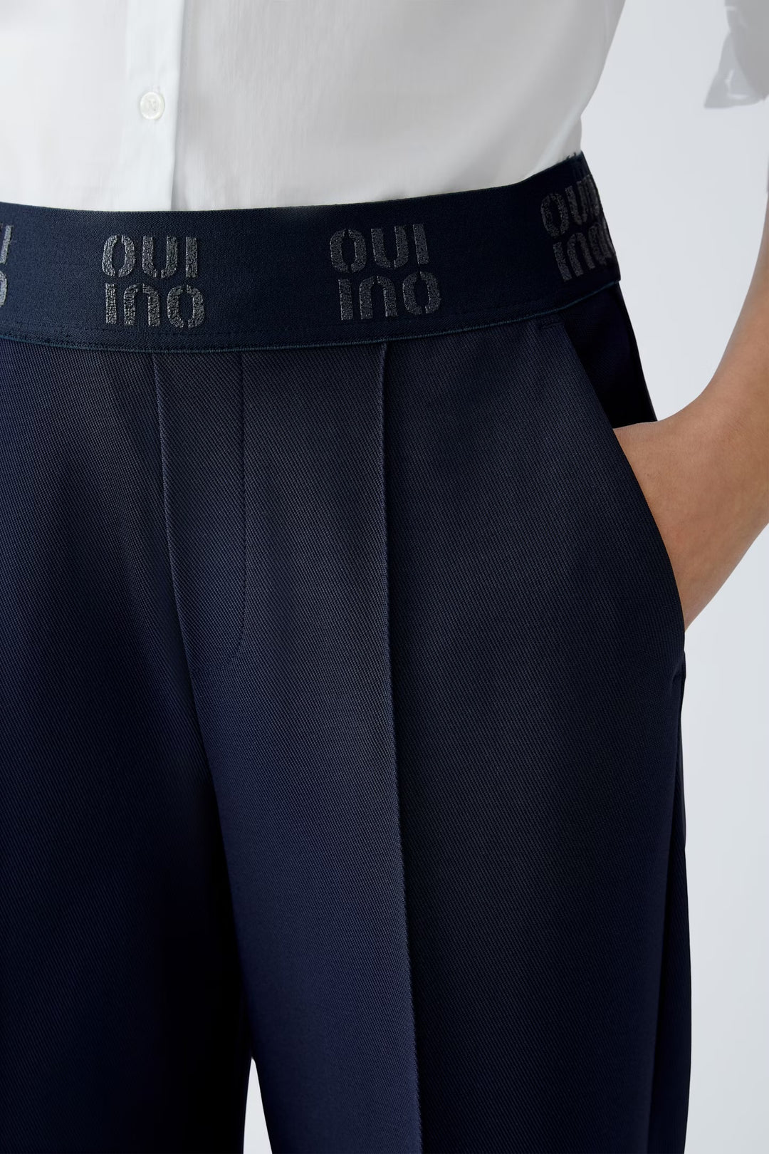 Oui Culotte Trousers In Dark Blue
