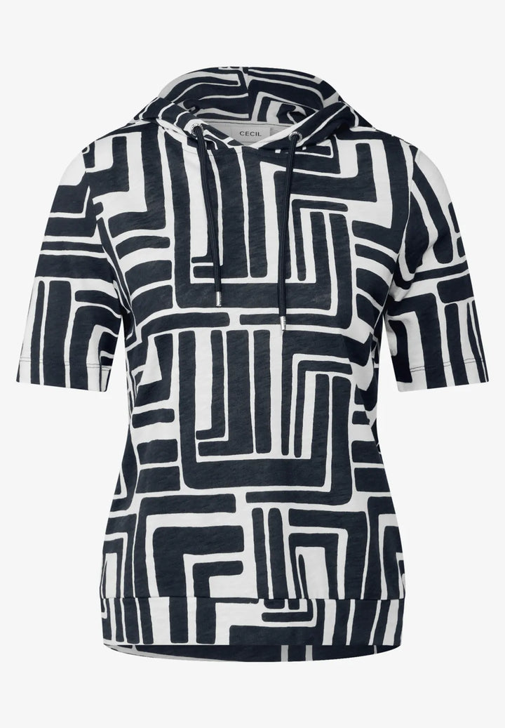 Cecil Geometric Print Hoodie In Universal Blue