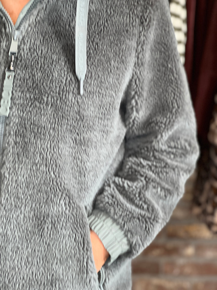 Cecil Teddy Coat In Pastel Olive