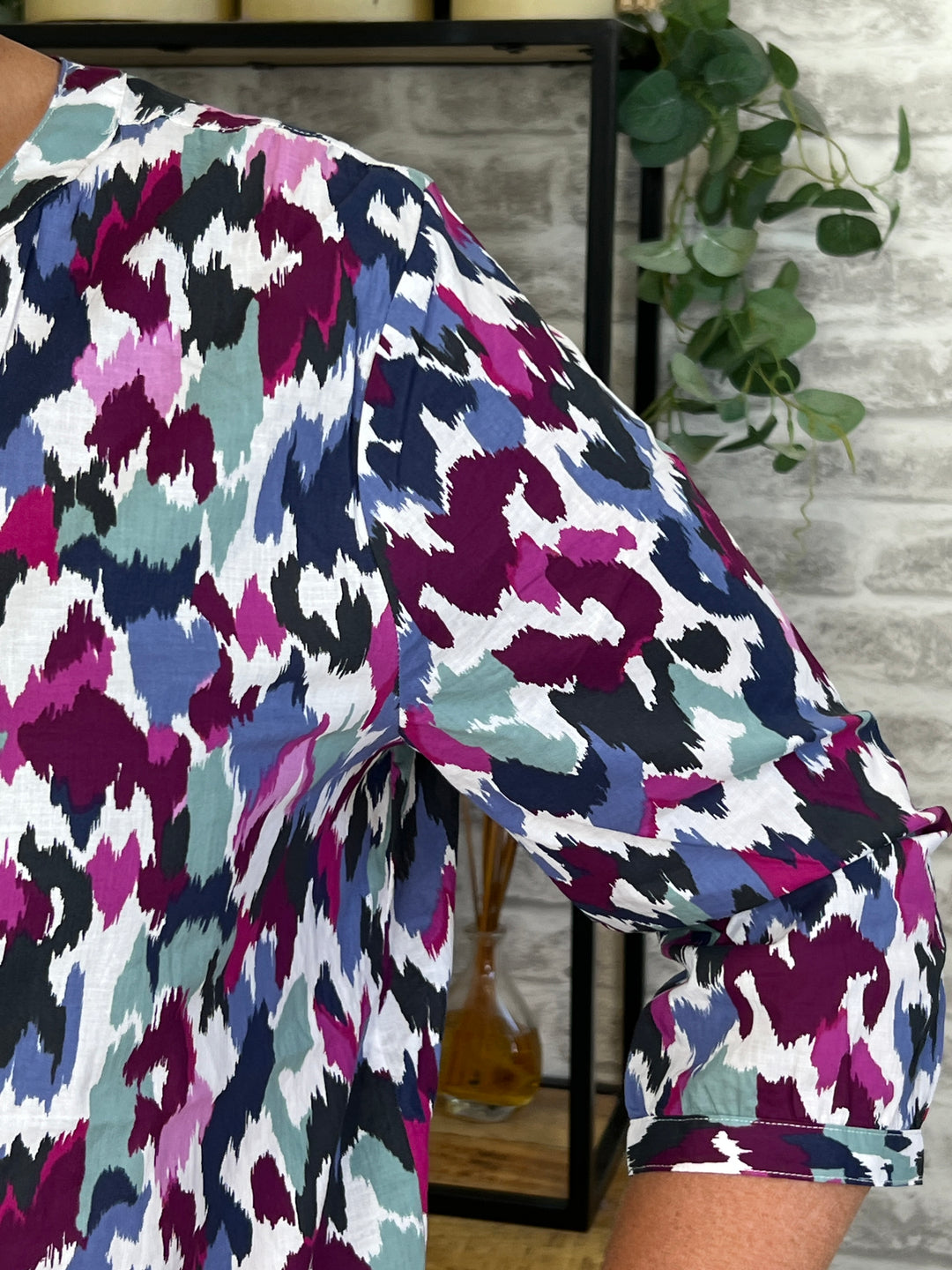 Cecil Patterned Cotton Blouse In Vanilla White