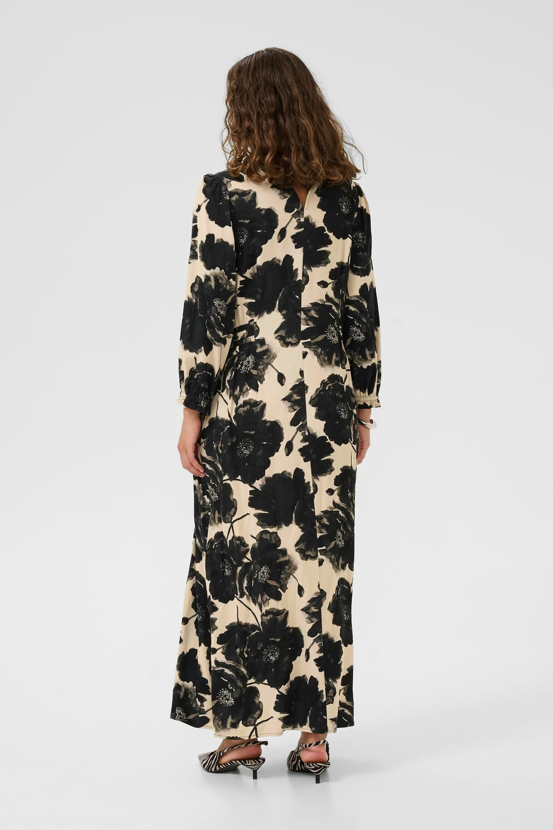 Culture Floral Pattern Dress In Black & Off White