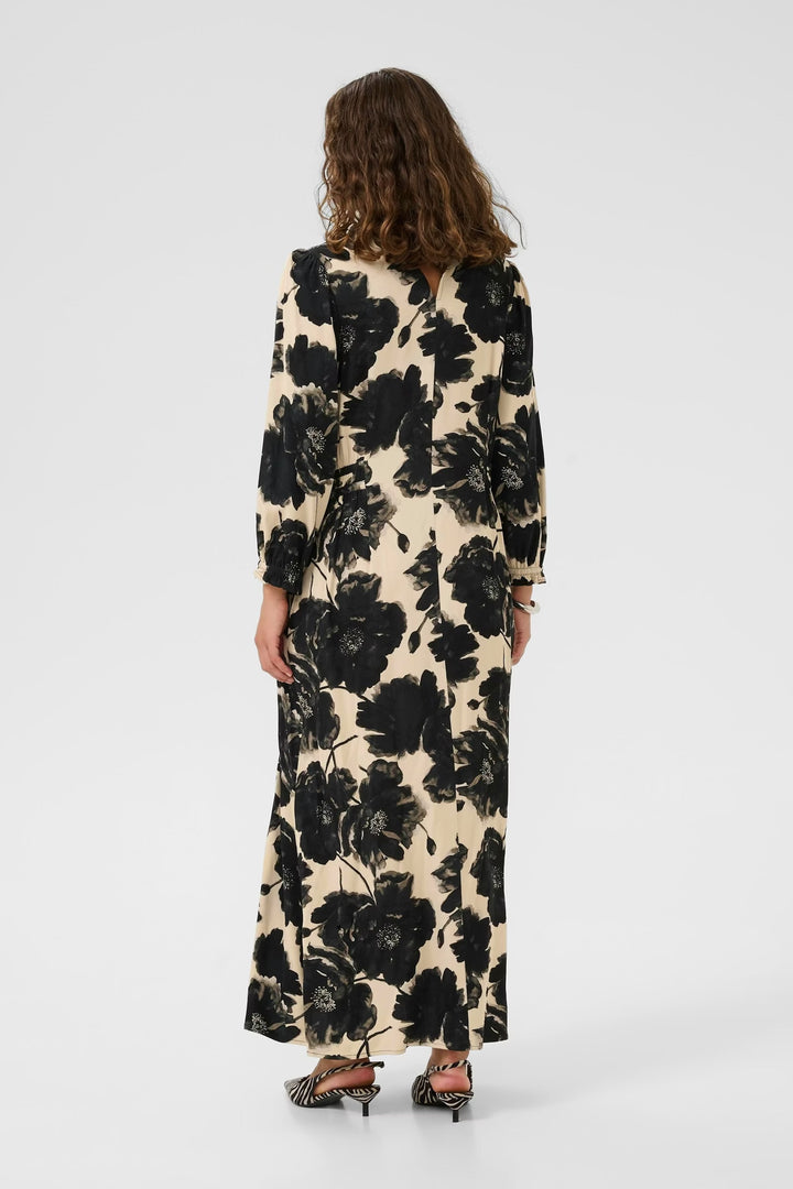 Culture Floral Pattern Dress In Black & Off White