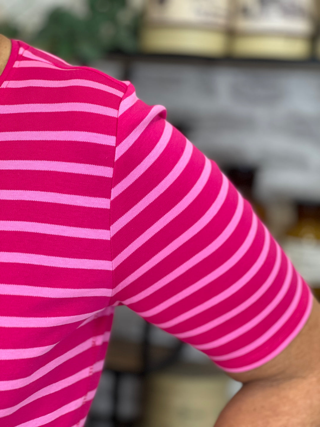 Cecil Basic Stripe T-Shirt In Pink Sorbet