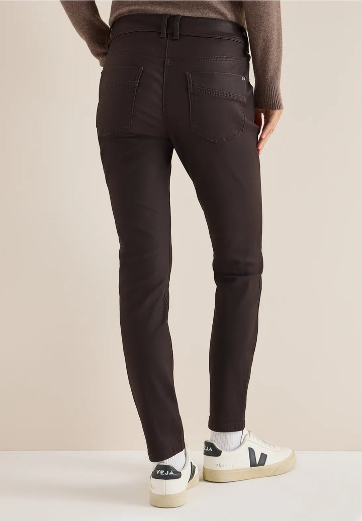 Cecil Toronto Coated Jeans In Tartufo Brown