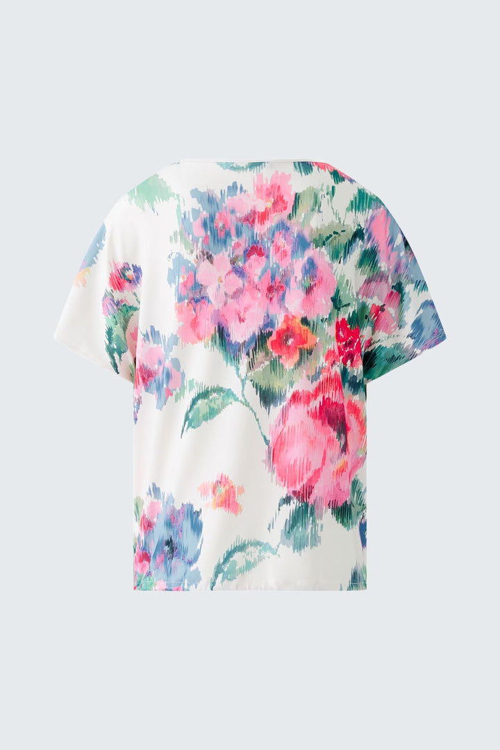 Oui Floral Top With Tie In Pink & Green