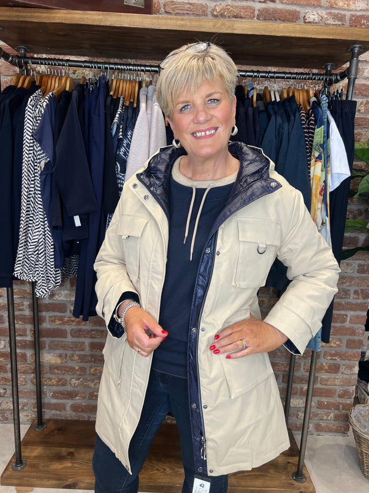 Monari Reversible Coat In Cinnamon & Navy