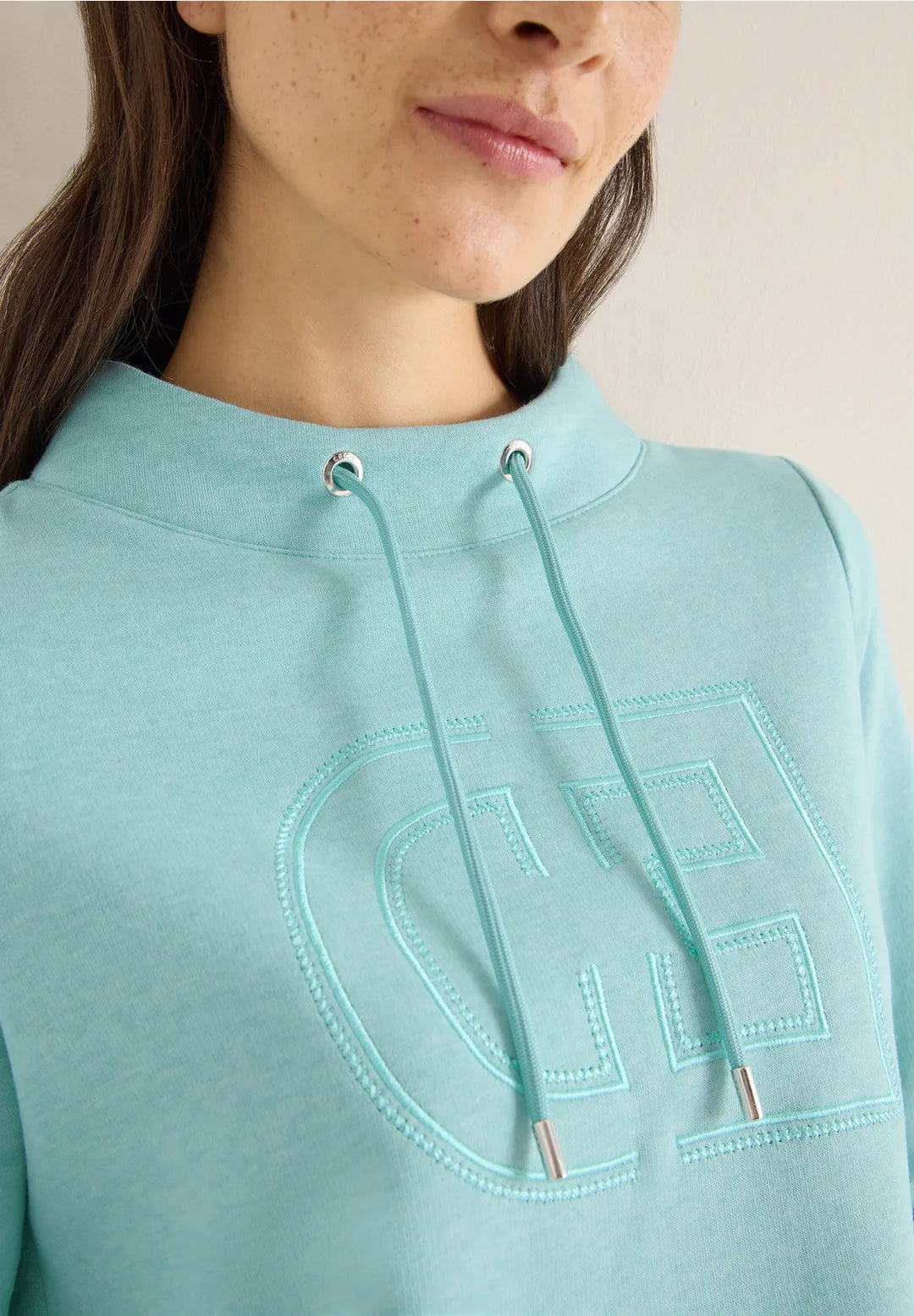 Cecil Funnel Sweatshirt In Foam Blue Melange