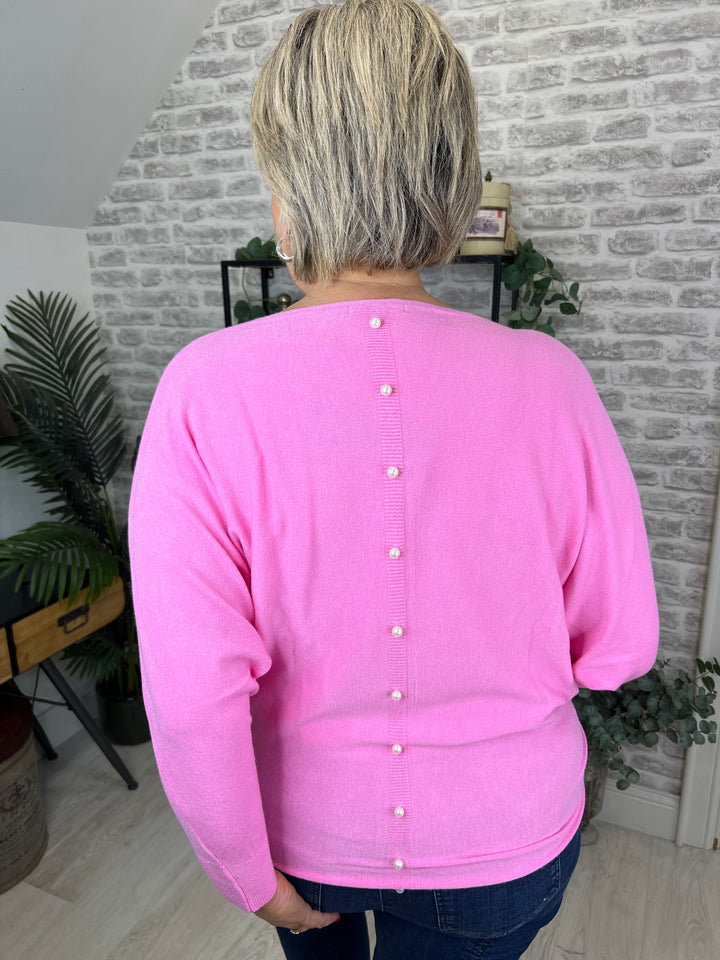 Kate & Pippa Elba Pearl Knit Jumper In Pink