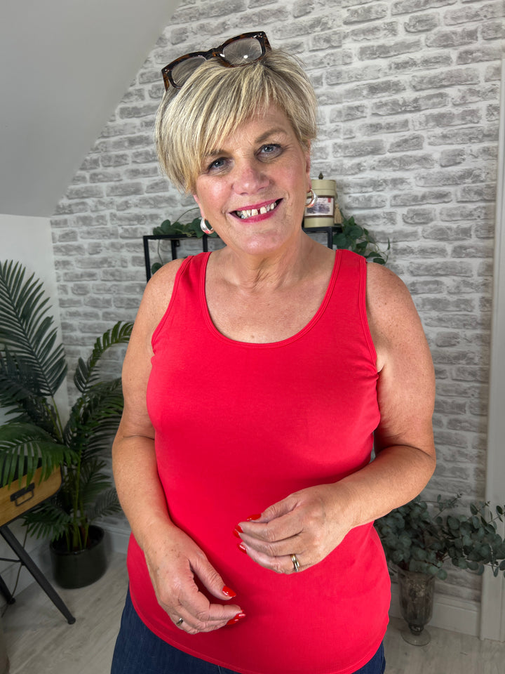 Cecil Linda Vest Top In Glazed Apple Red