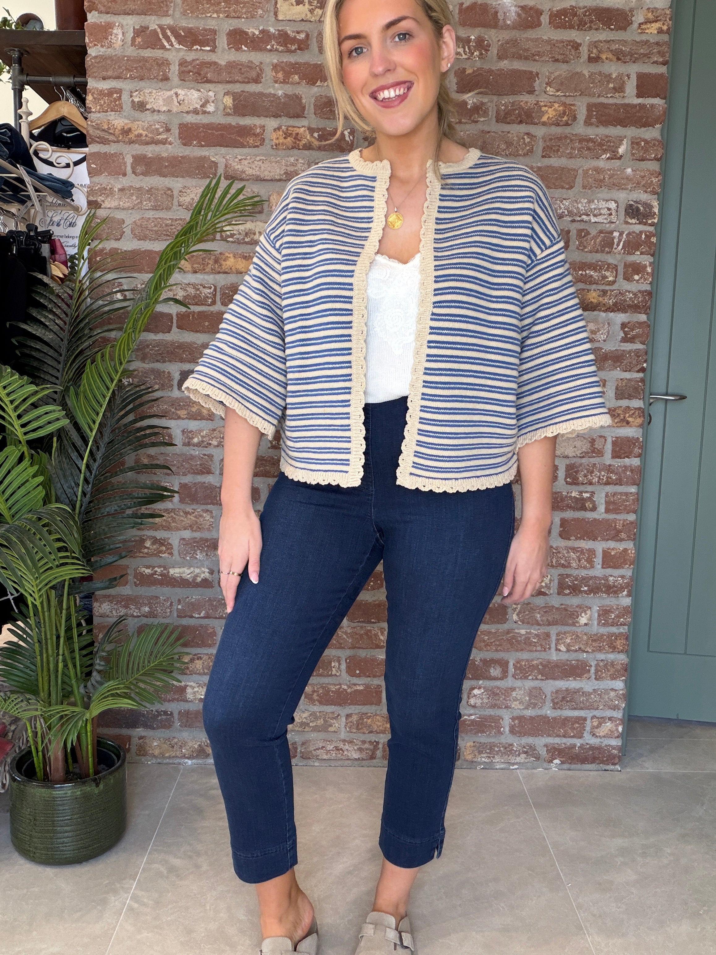 Stehmann Igor Pull on 6/8 Jeans In Fjord Navy
