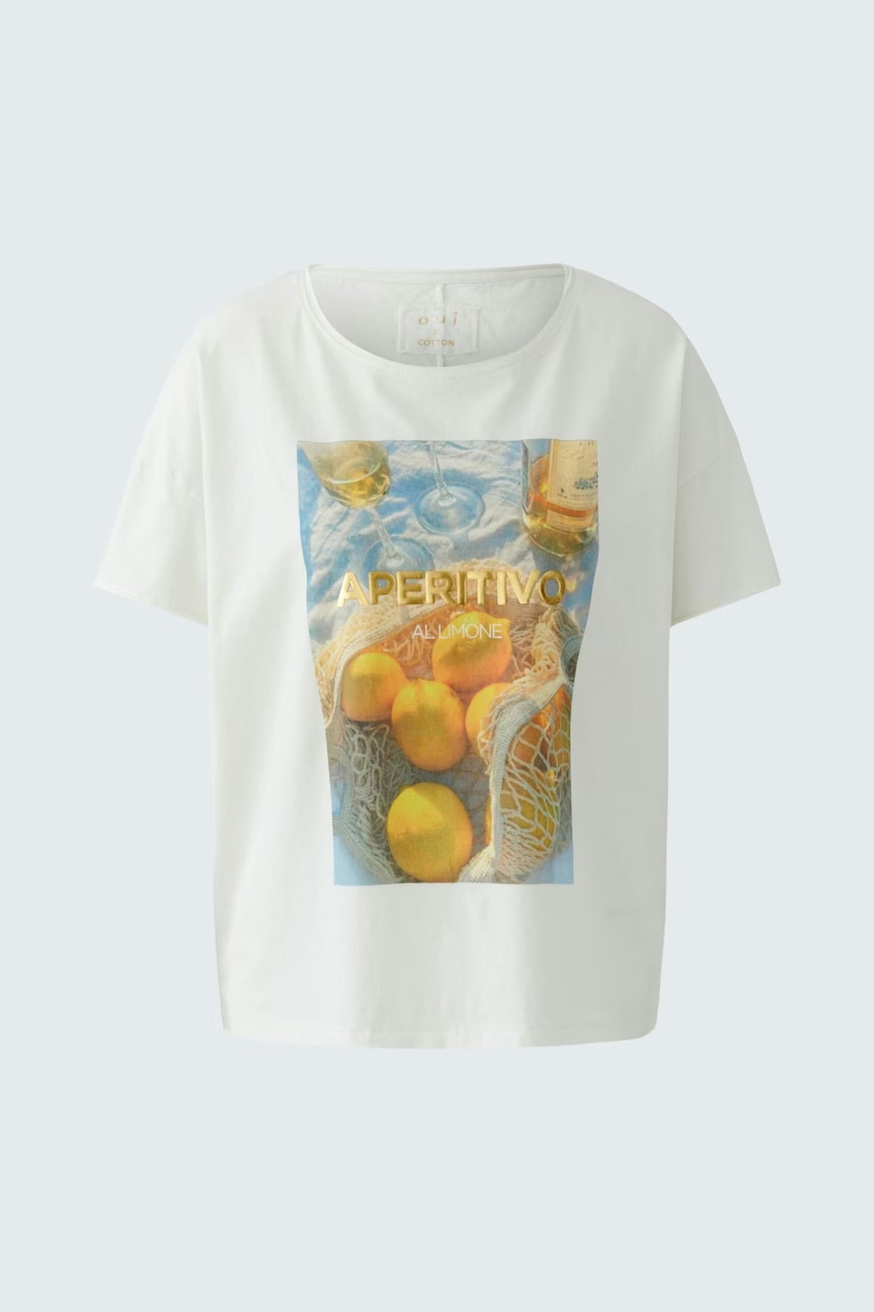 Oui lemon print T-shirt In Cloud Dancer