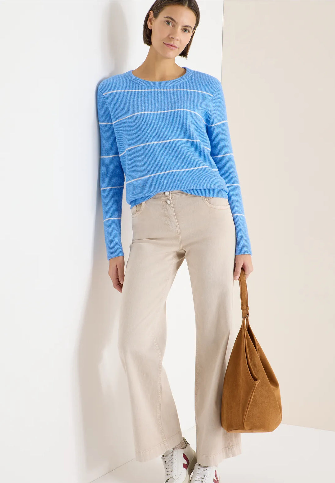 Cecil Striped Knit In Fountain Blue