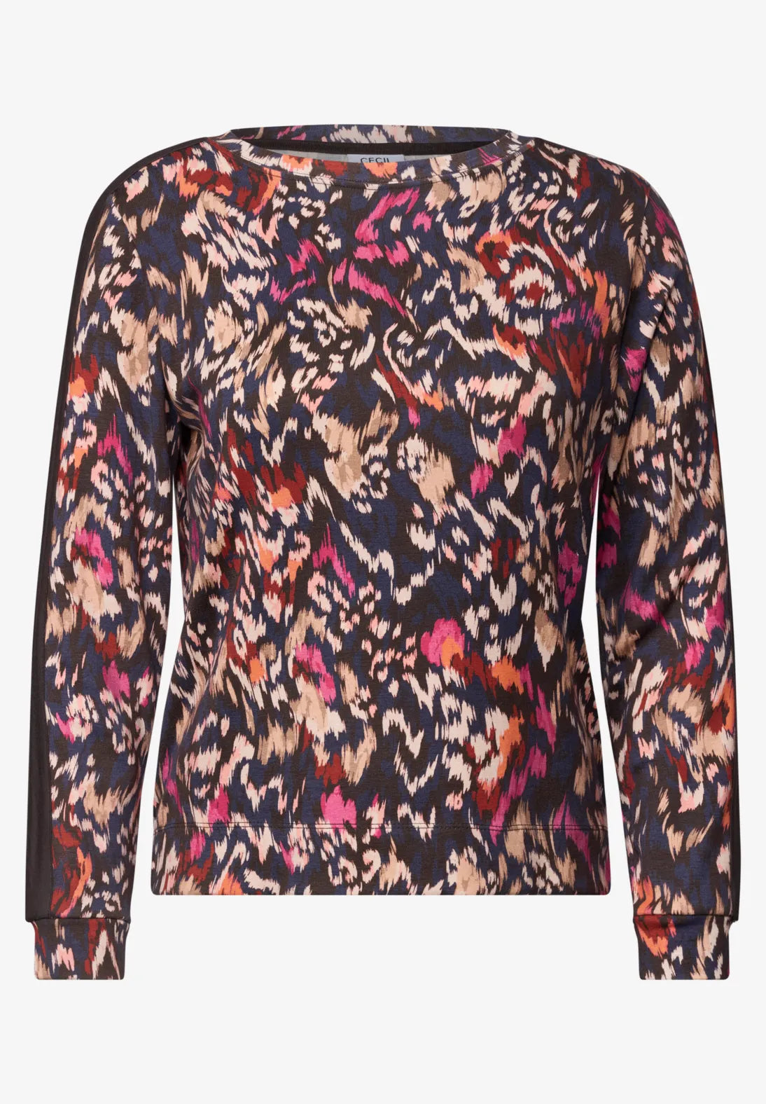 Patterned top with tape in dark toffee brown