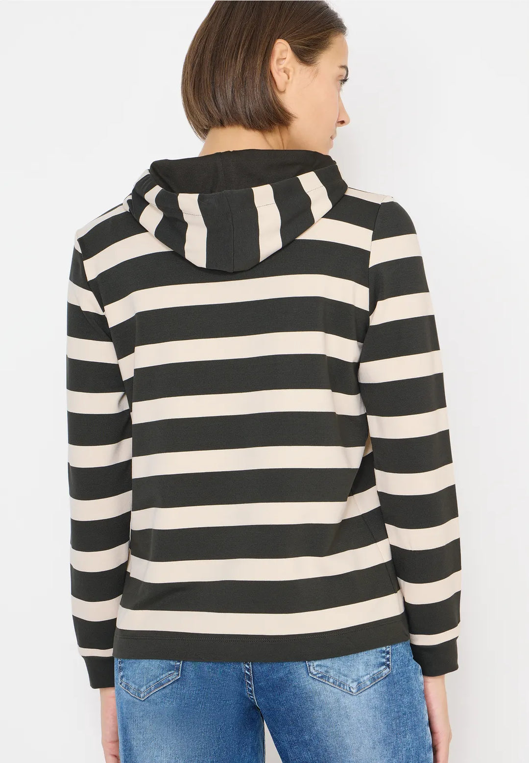 Cecil Striped Hoodie In Raw Khaki