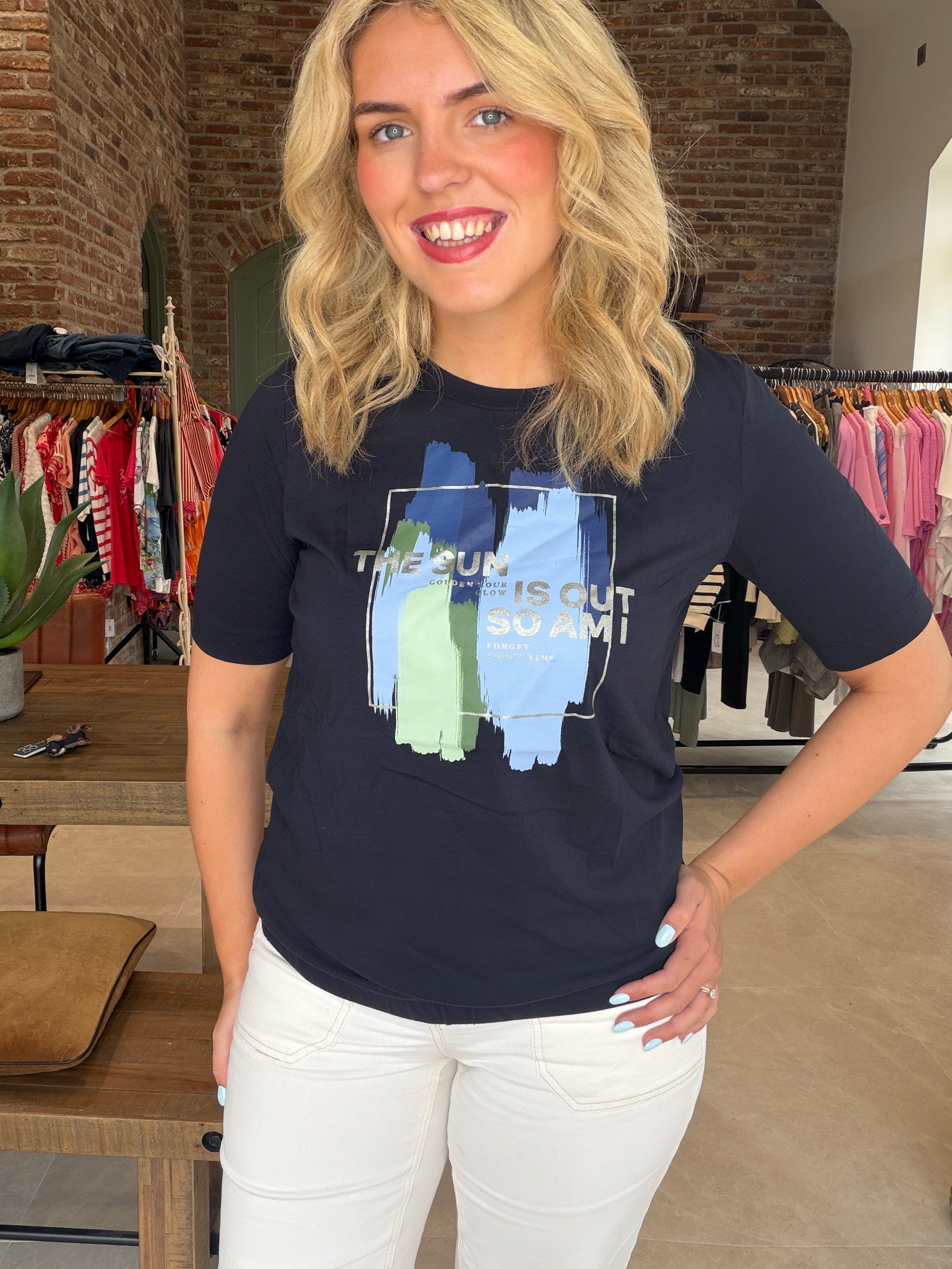 Cecil Multicoloured T-shirt In Urban Dark Blue