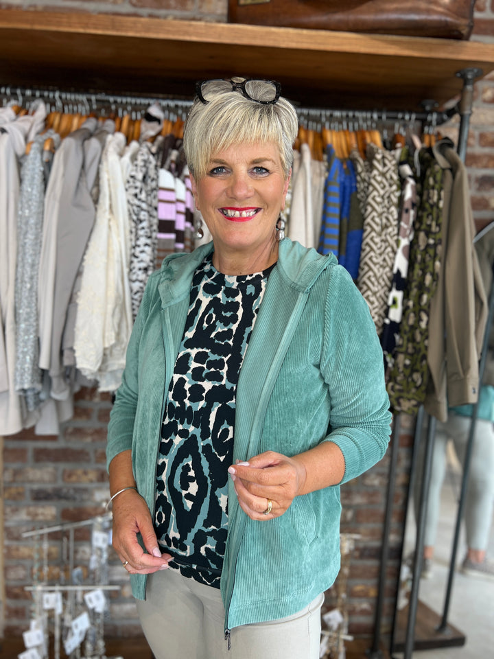 Cecil Cord Hooded Jacket In Jewel Green