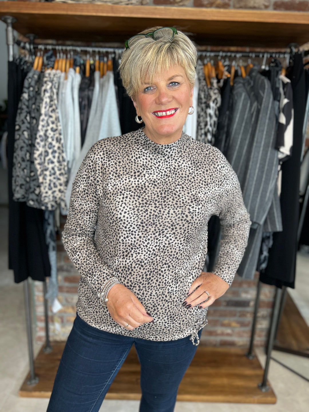 Street One sweatshirt With Leo print In Sanded Beige