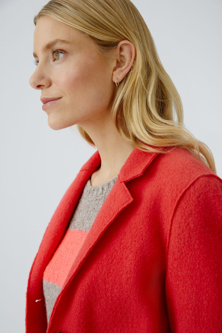 Oui Mayson Boiled Wool Coat In Neon Pink