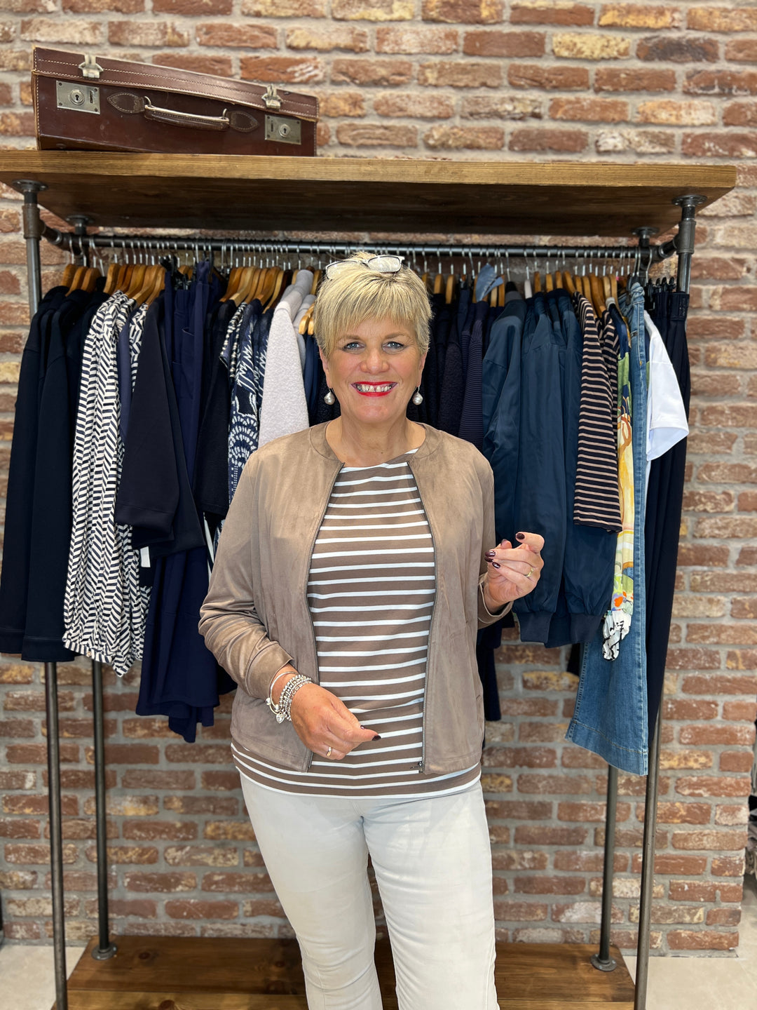 Street One Velours Jacket In Silk Brown