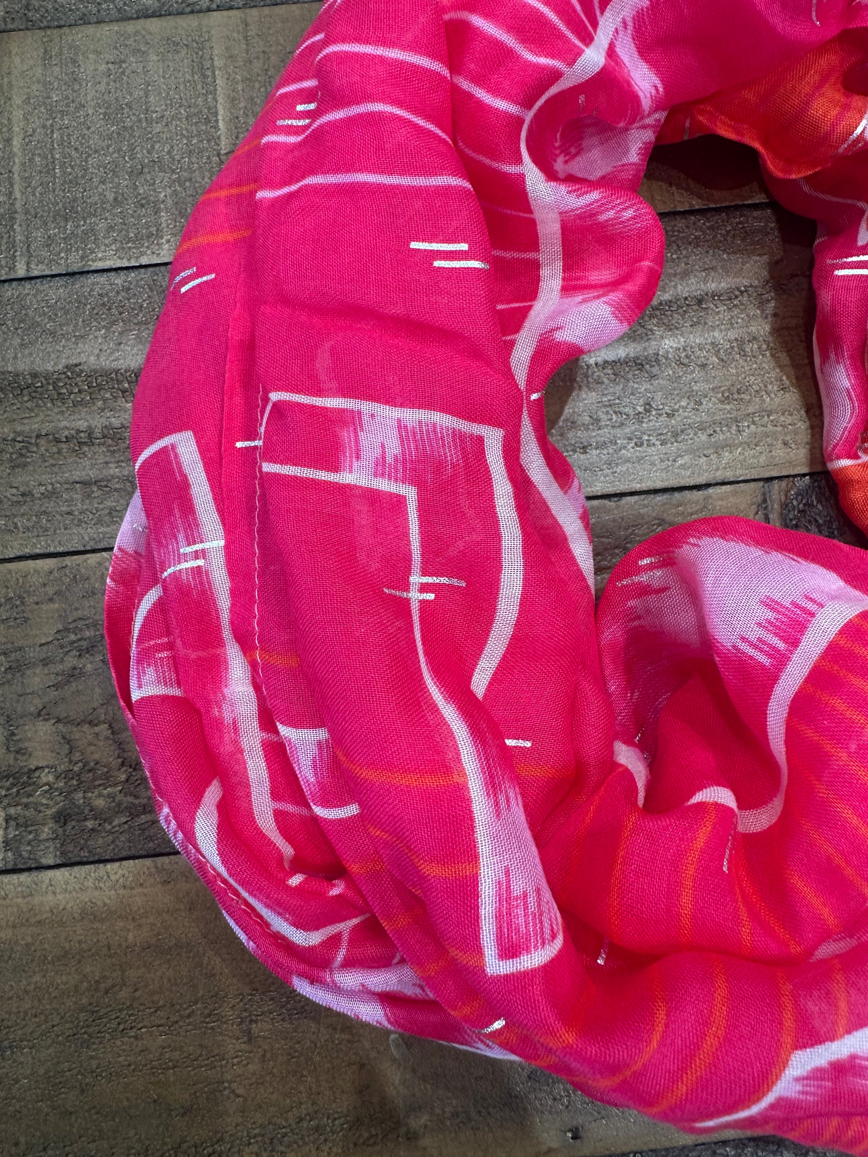 Cecil Print Loop Snood In Pink & Orange