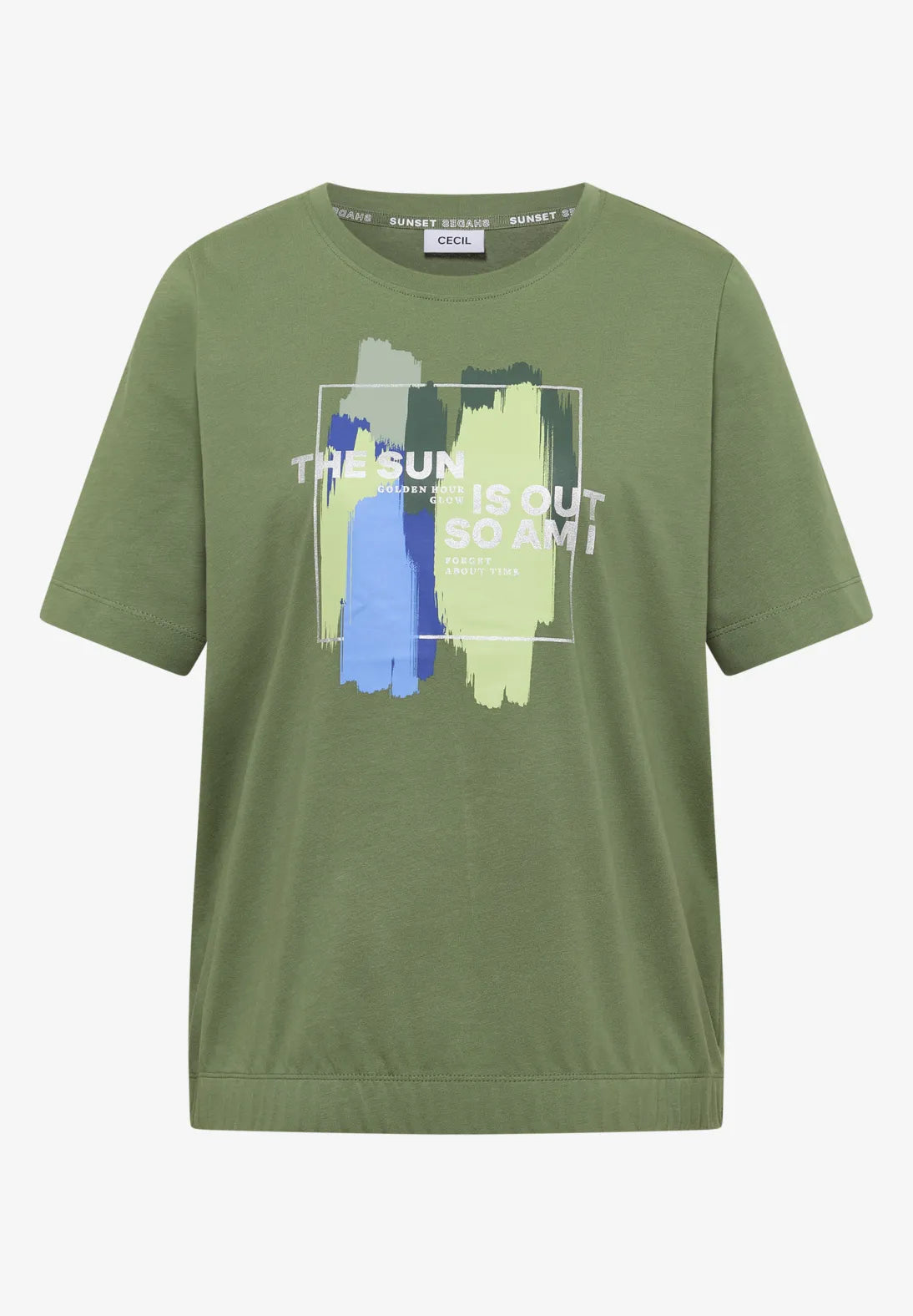 Cecil Multicoloured T-shirt In Deep Matcha Green
