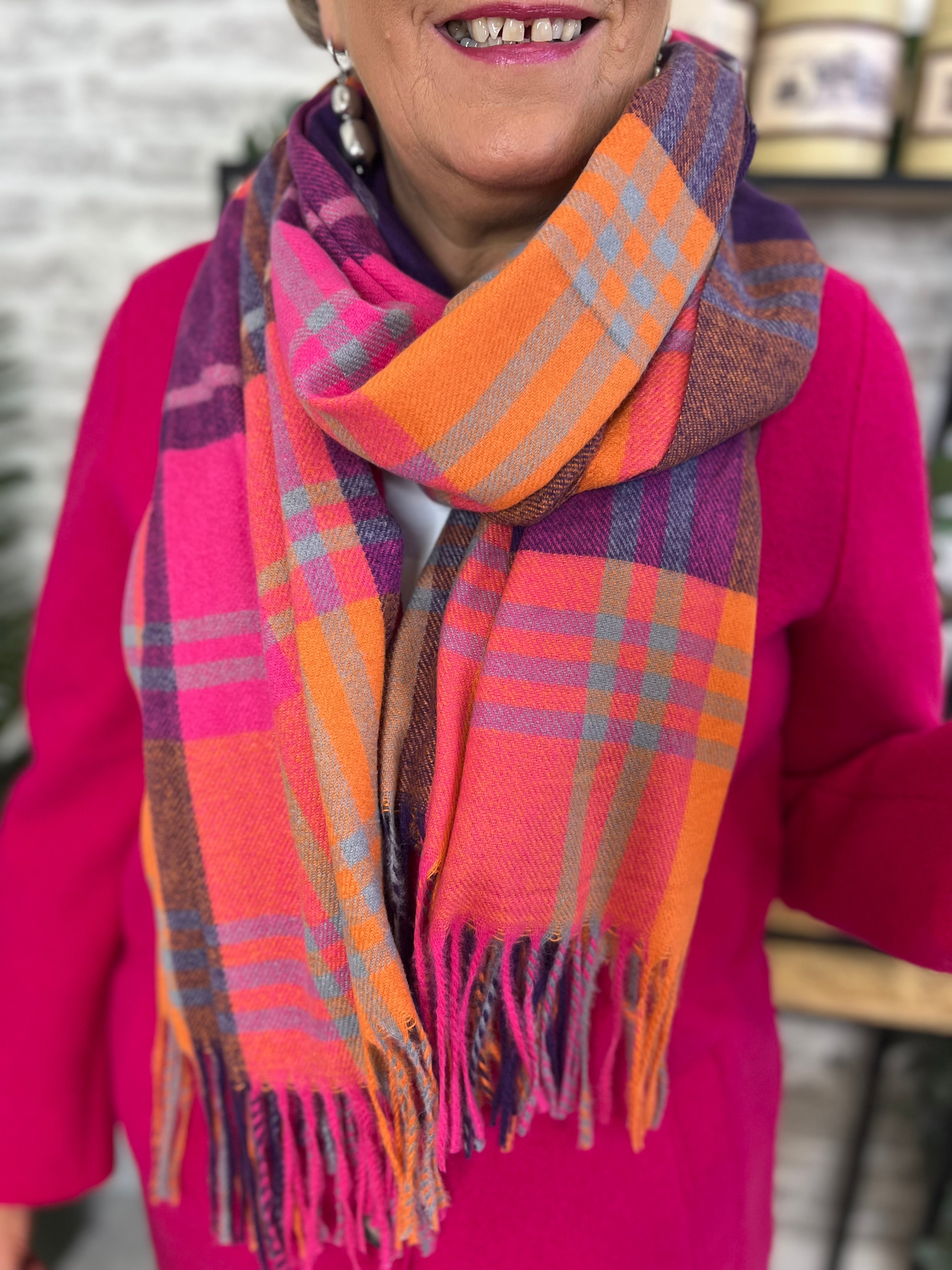 Elsa Checked Scarf In Purple Multi