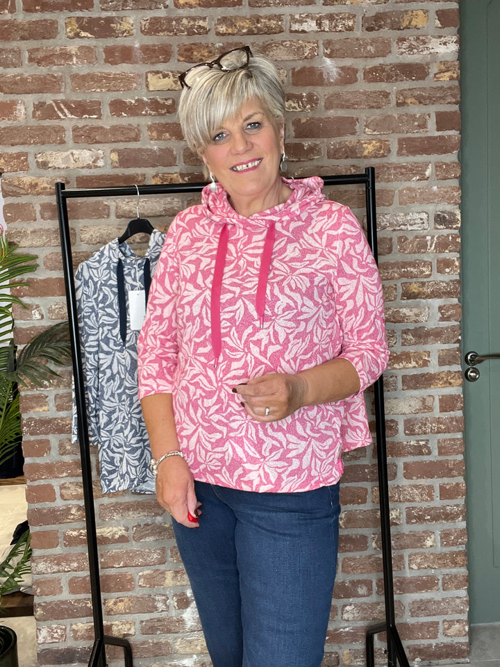 Cecil floral print hoodie In beetroot pink