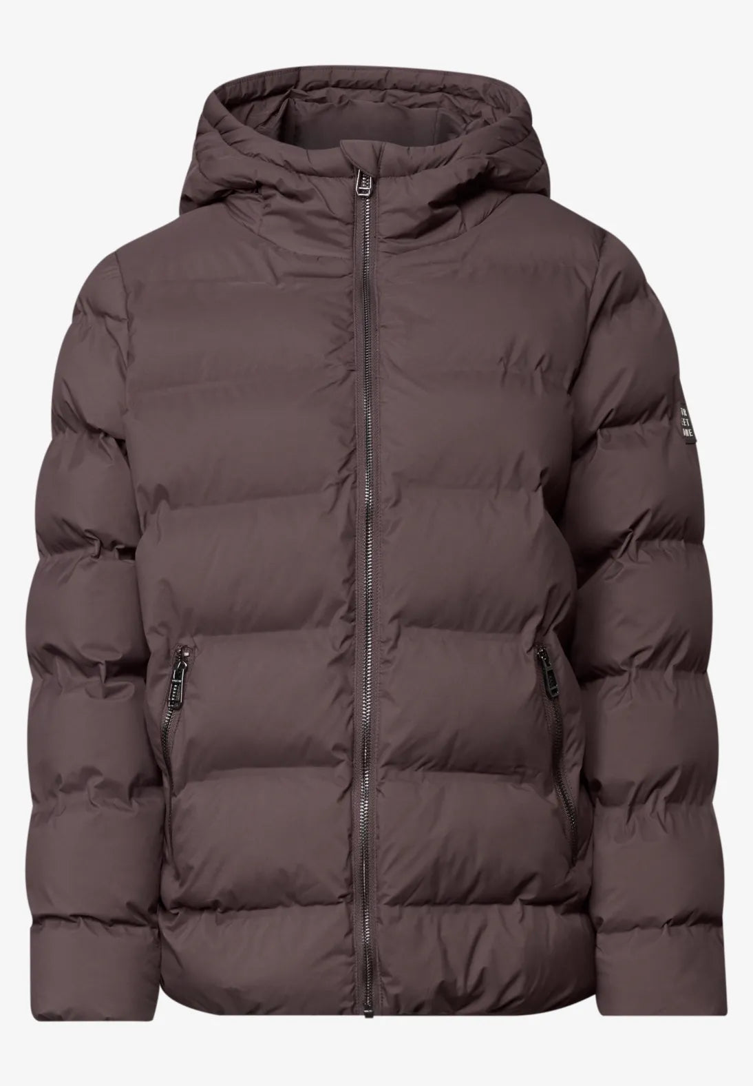Padded coat in plummy brown