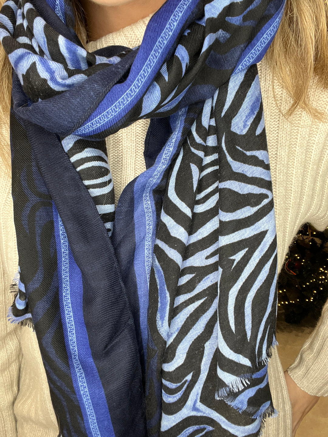 Amelia zebra printScarf In blue