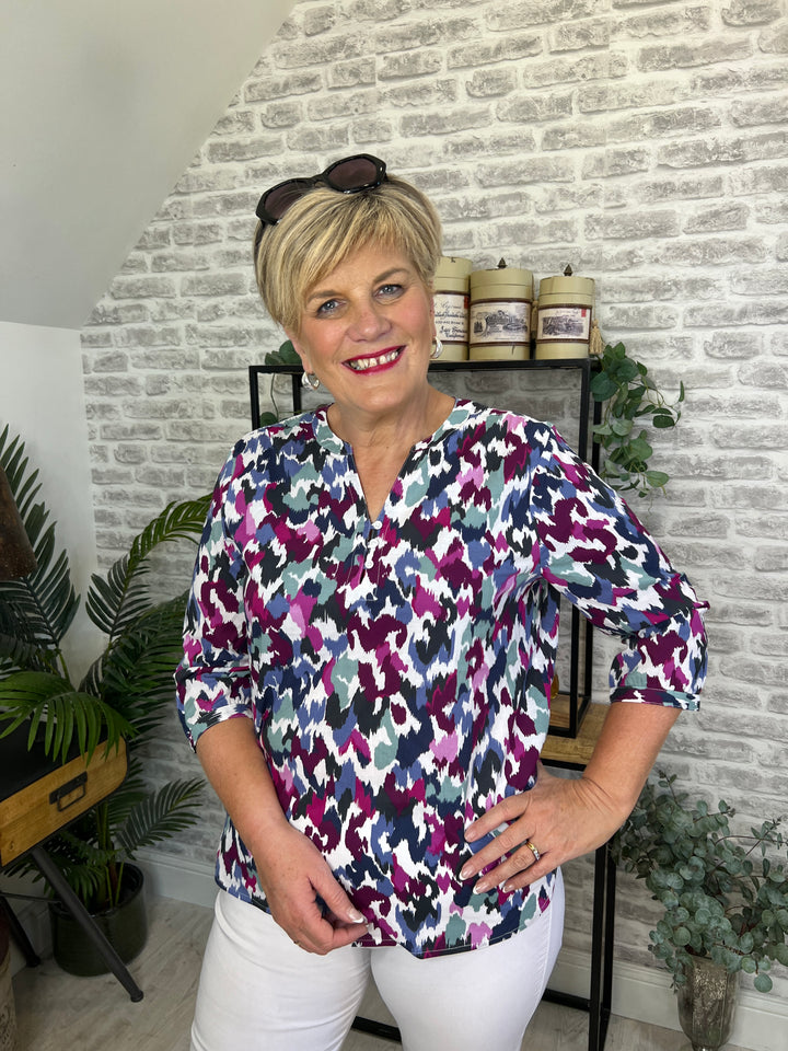 Cecil Patterned Cotton Blouse In Vanilla White