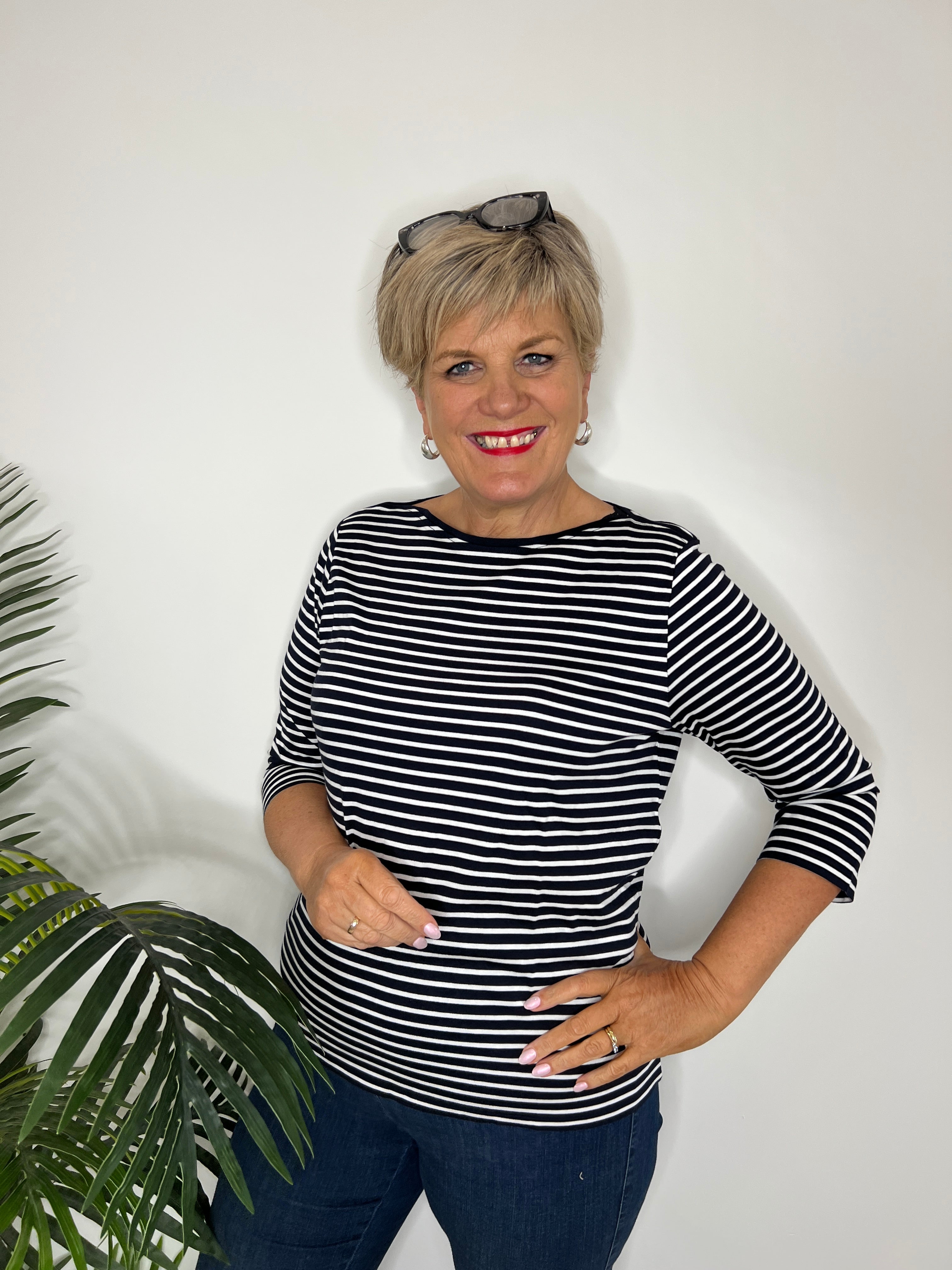 Cecil Striped Top In Navy