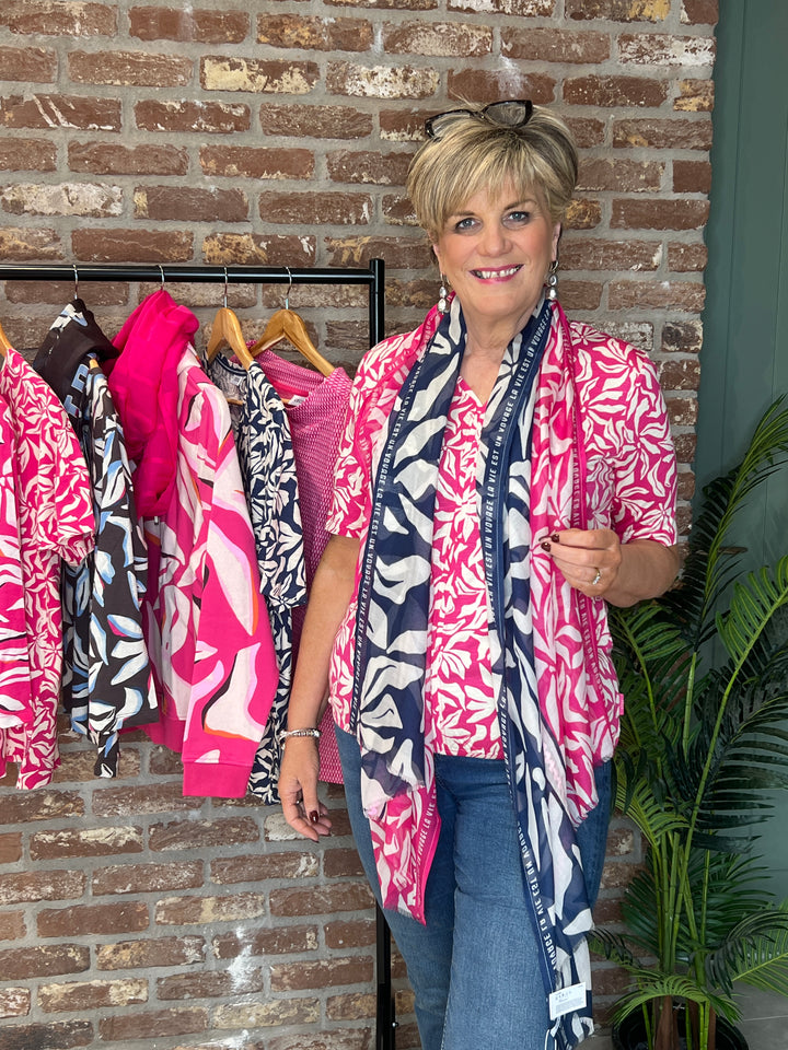 Cecil Multi v-neck Top In beetroot pink