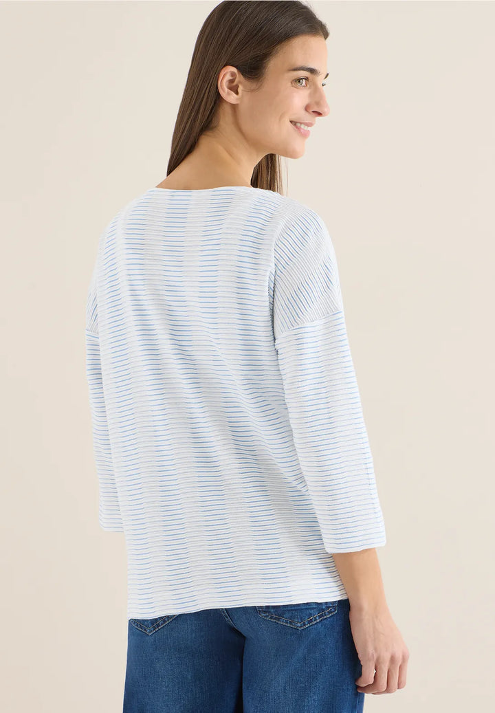 Cecil Wavy Striped Top In Cloud Blue