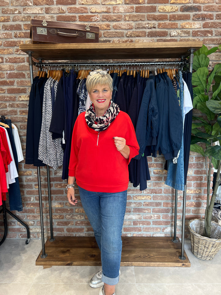 Street One Silk Look Jumper In Racing Red