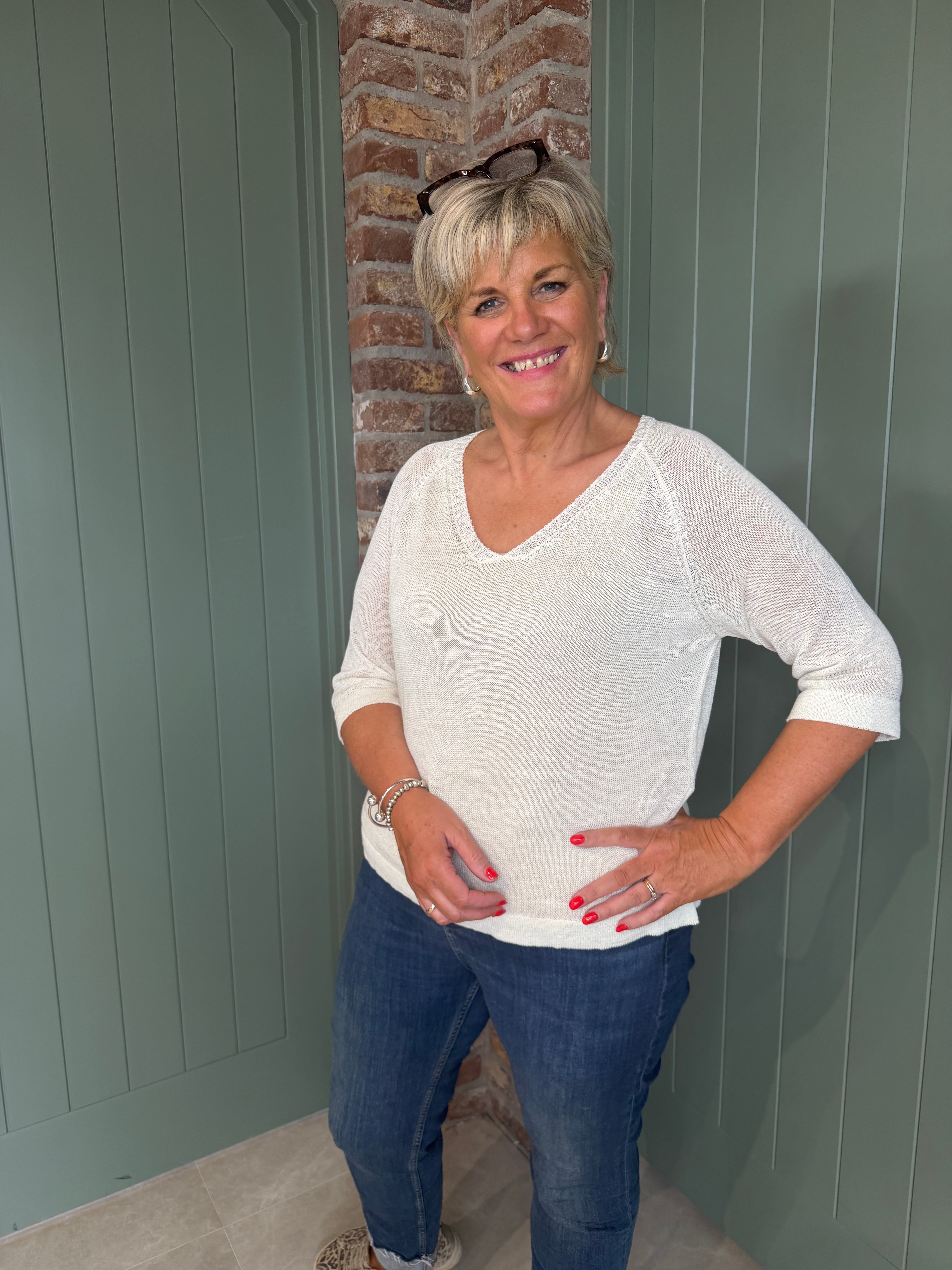 Milano Italy Fine Jumper In Cream