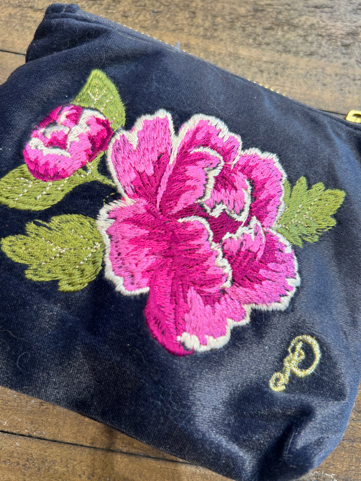 Powder Floral Small Pouch In Navy
